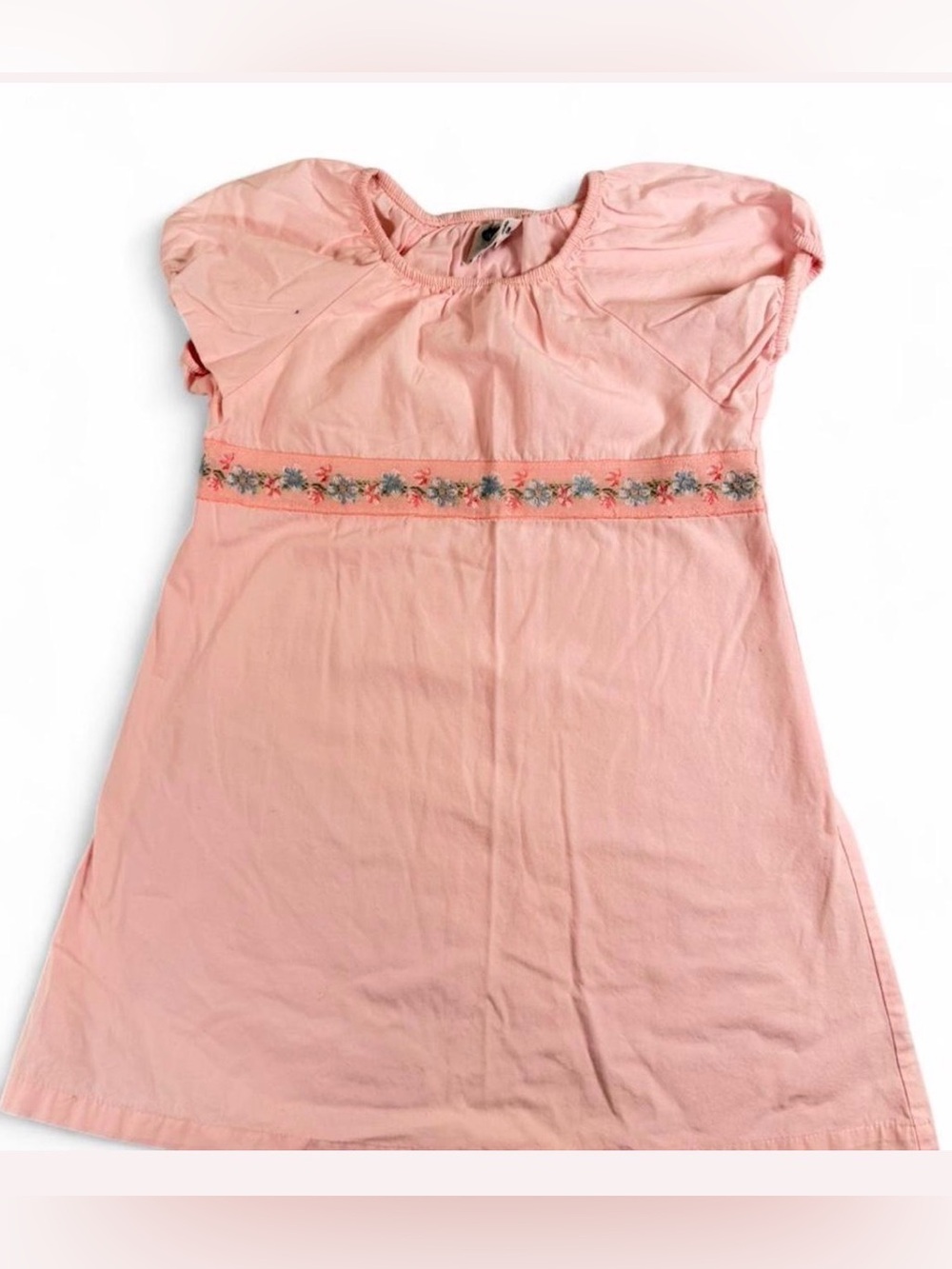 Vintage Old Navy Light Pink Dress with Embroidered Floral Waist
